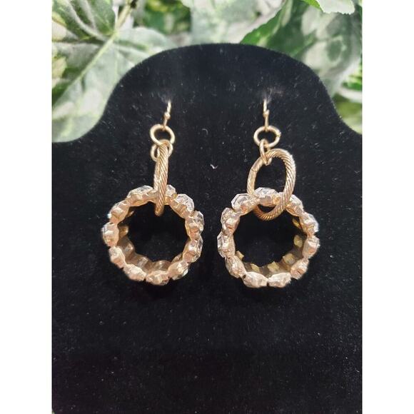 Traci Lynn Women's Gold Hoop with Crystal Rhinestone Earrings Set - Picture 2 of 7